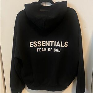 Essentials Fear of God Black Hoodie with White Logo